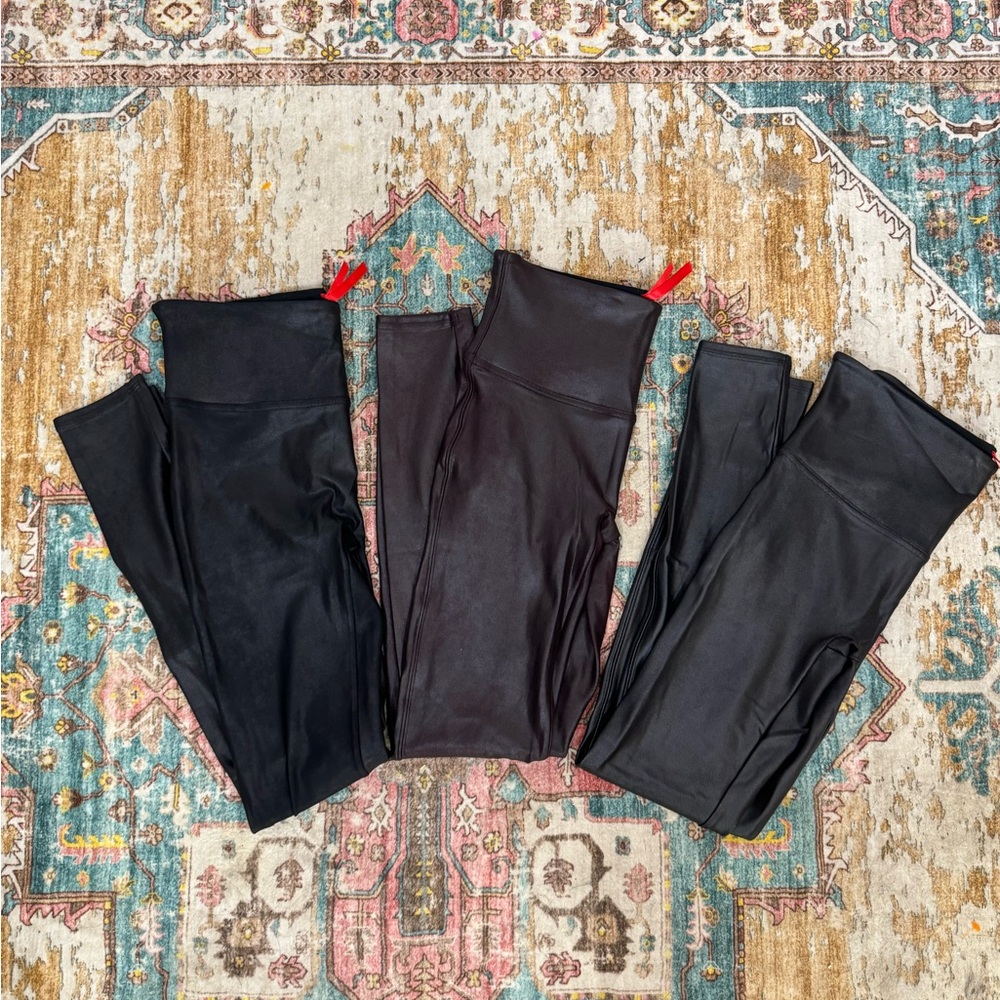 Lot of 3 Spanx Faux Leather Leggings Size Medium - Picture 1 of 11